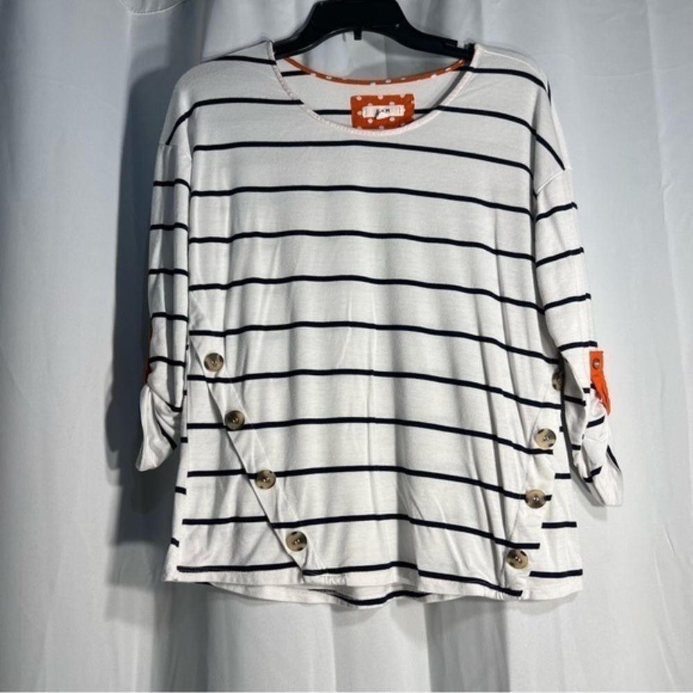 E&M Edgemine by Mine White Striped Shirt - Medium